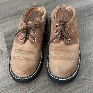 Ariat Lace Up Western Cowboy Leather Slip On Shoes Size 7